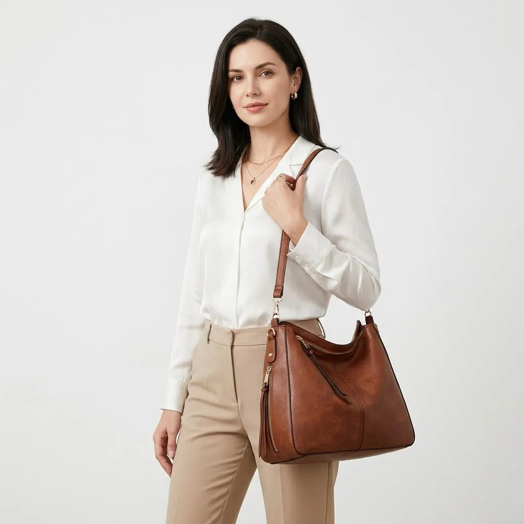 Bolso de Hombro de Piel de Lujo Antirrobo + Monedero de REGALO