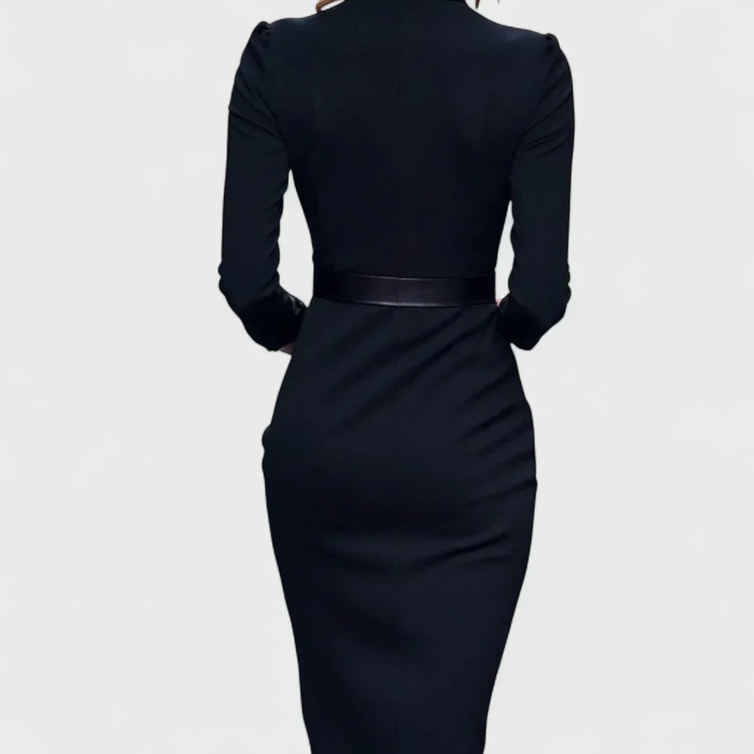 Noelia | Elegante vestido con cinturón y cuello alto