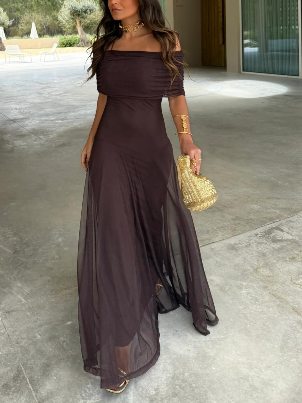 Vestido Toledo: Maxi de un hombro en Mesh
