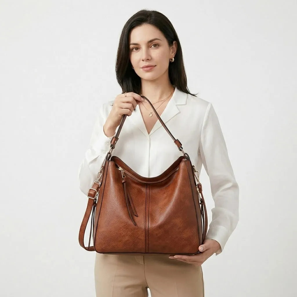 Bolso de Hombro de Piel de Lujo Antirrobo + Monedero de REGALO