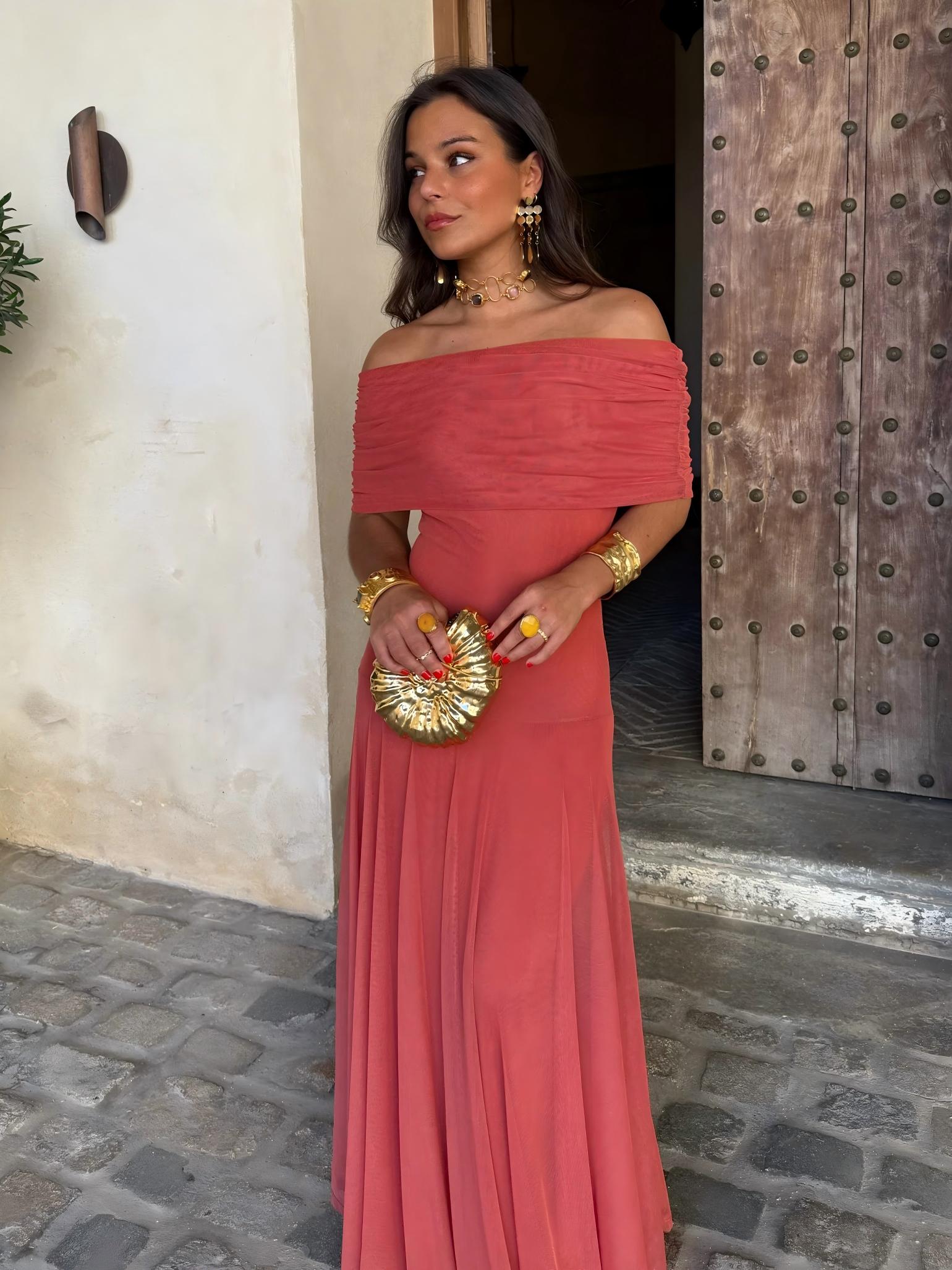 Vestido Toledo: Maxi de un hombro en Mesh