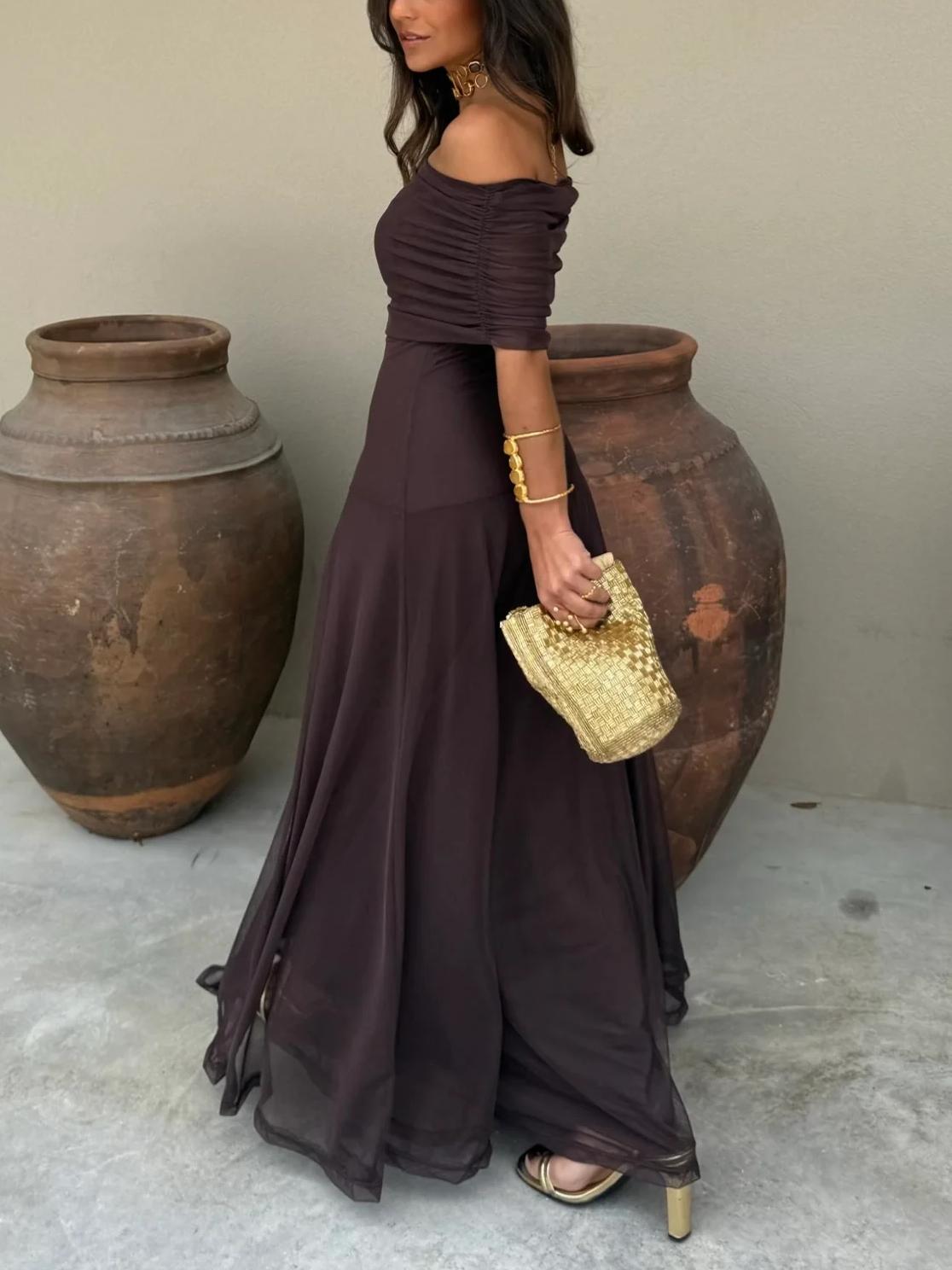 Vestido Toledo: Maxi de un hombro en Mesh