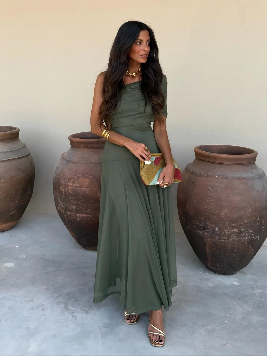 Vestido Toledo: Maxi de un hombro en Mesh