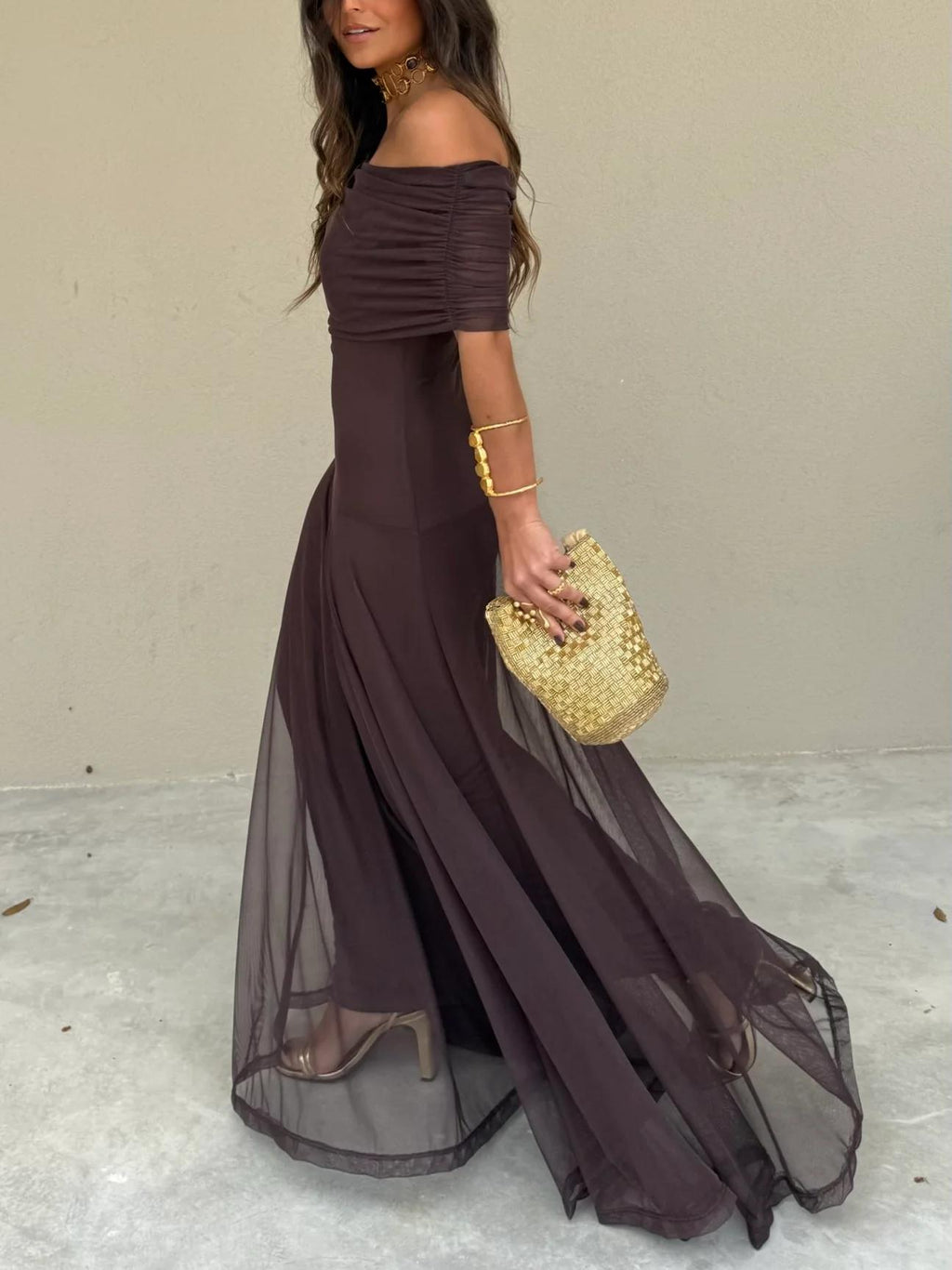 Vestido Toledo: Maxi de un hombro en Mesh