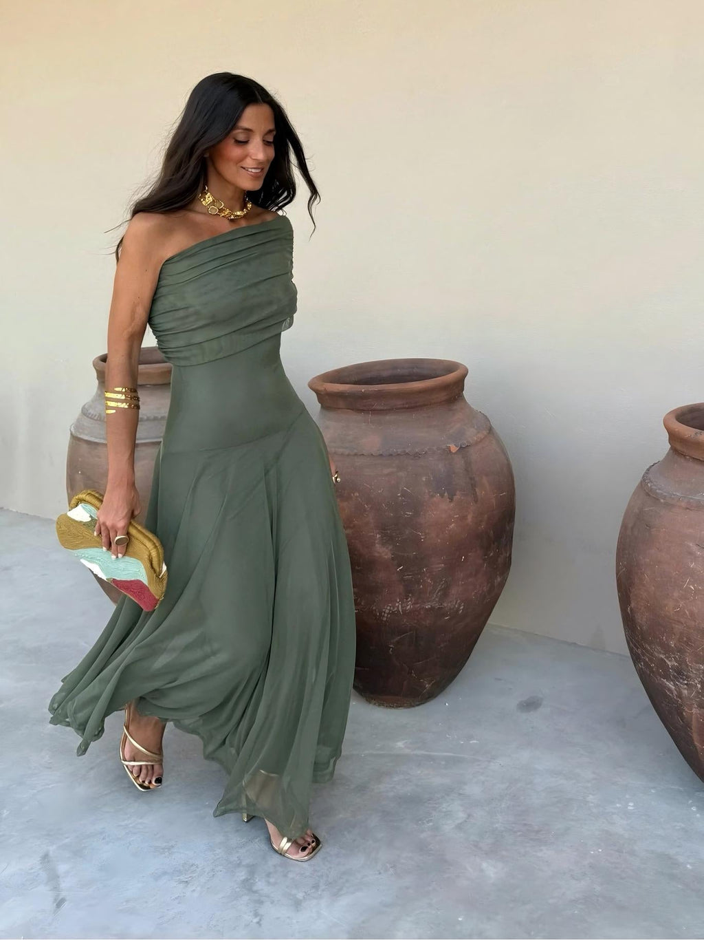 Vestido Toledo: Maxi de un hombro en Mesh