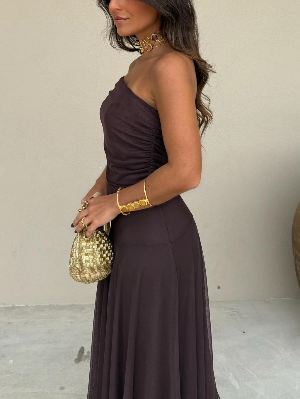 Vestido Toledo: Maxi de un hombro en Mesh