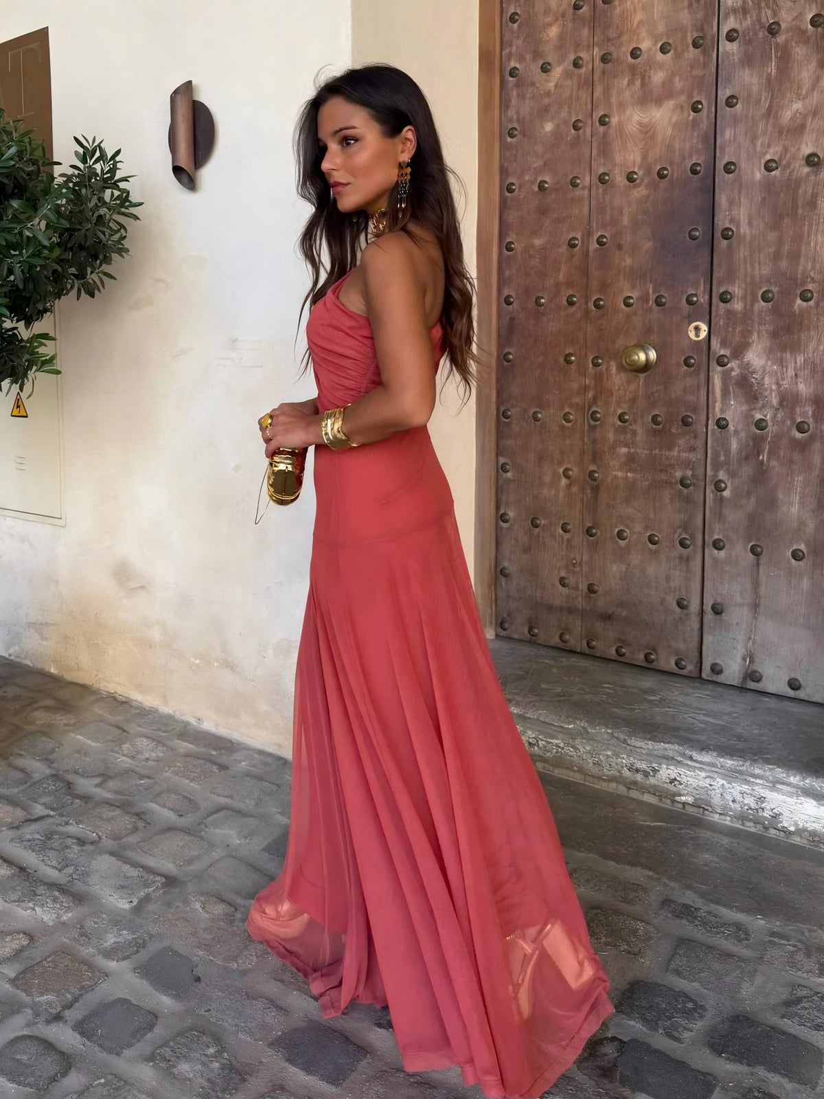 Vestido Toledo: Maxi de un hombro en Mesh