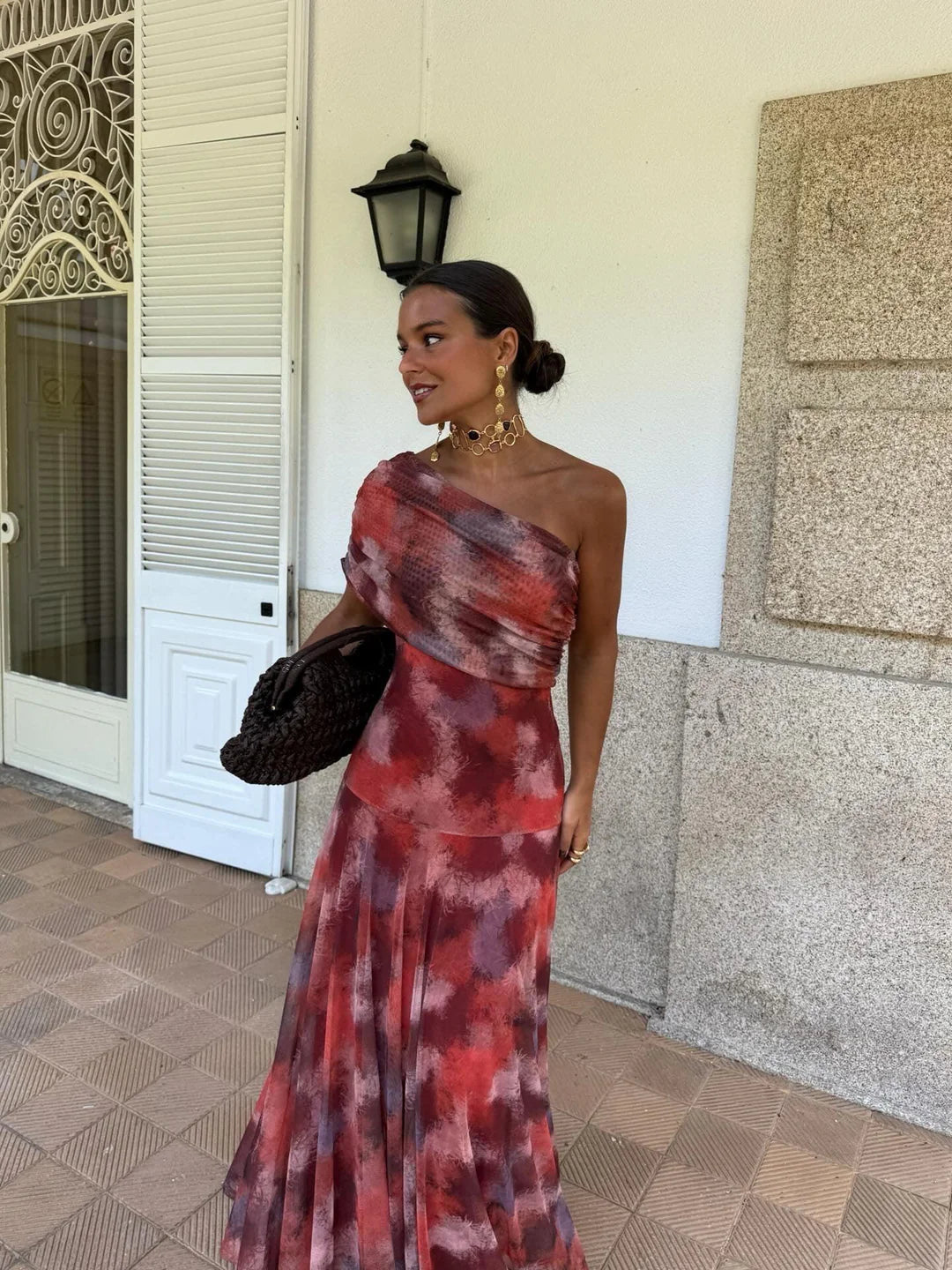 Vestido Toledo: Maxi de un hombro en Mesh