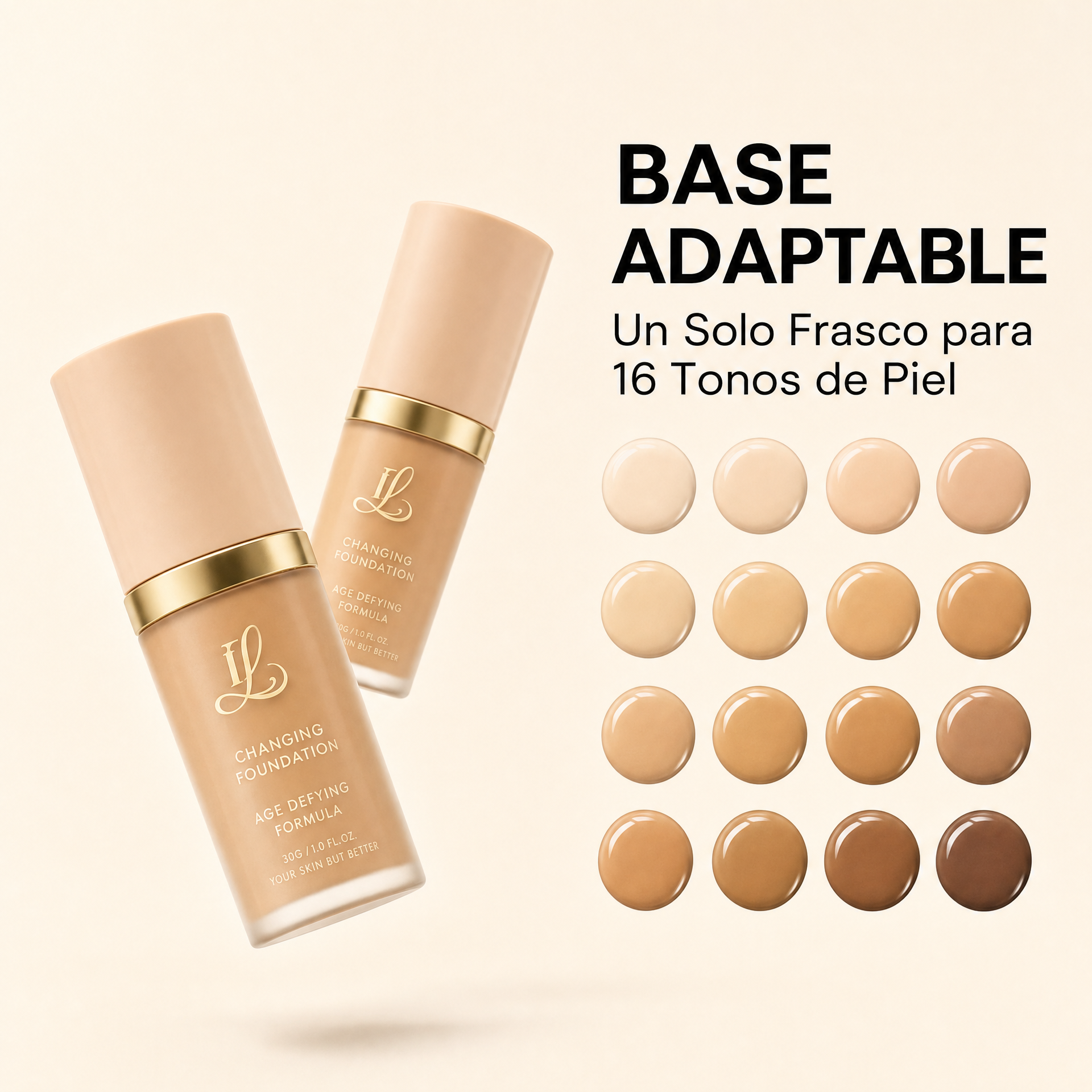 Base Adaptable - 16 Tonos de Piel