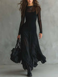 Nerea | Vestido Maxi de Tul Negro con Corte Holgado