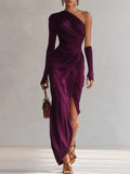Rosalía™ | Vestido largo de fiesta asimétrico en color violeta