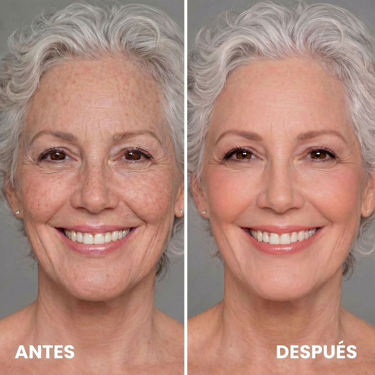 Antes y Después - Mujer pelo plateado